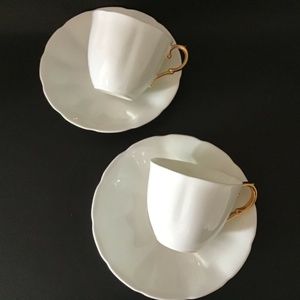 Jason England White and Gold Cups & Saucers